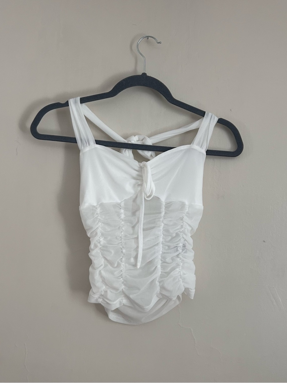 SHEIN White Ruching Tie-Front Tank